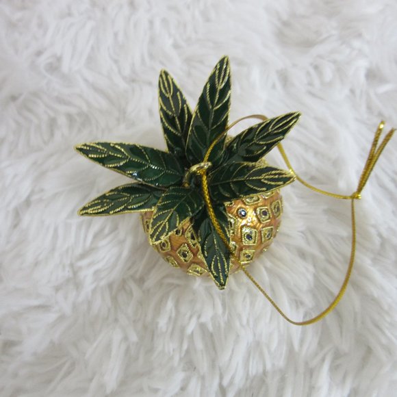 Ornament Pineapple Cloisonne Metal Christmas Tree Food Fruit Decoration - Picture 8 of 8